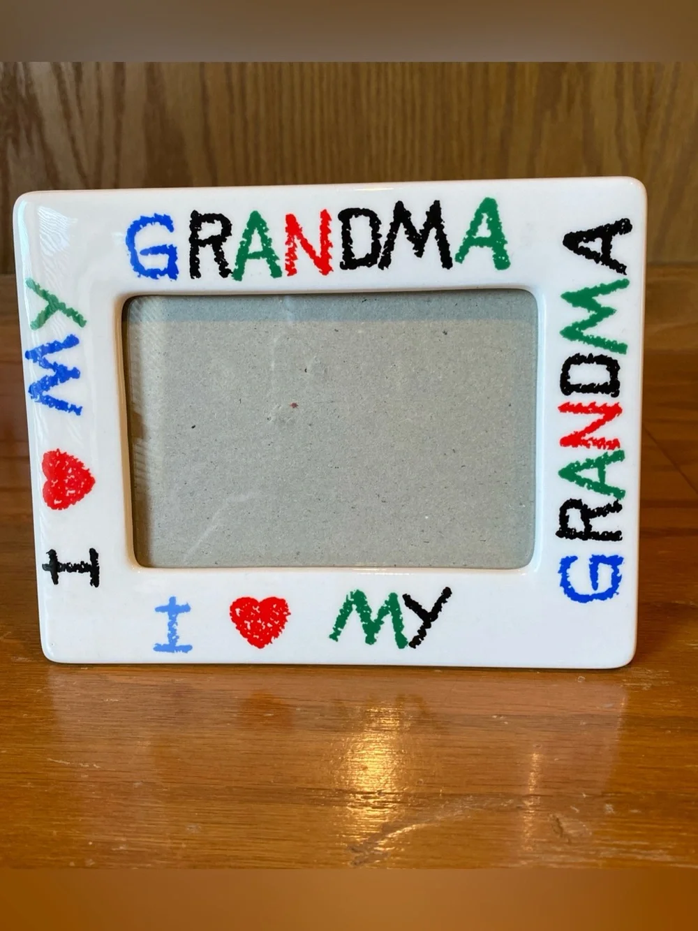 Vtg I Love My Grandma Ceramic Picture Frame Colorful Lettering Holds 4x6 Photo